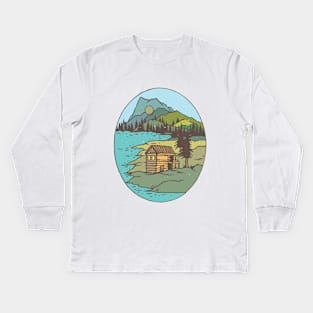 Farmhouse in the Hill Station Kids Long Sleeve T-Shirt